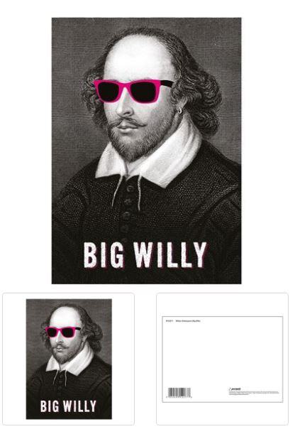WILLIAM SHAKESPEARE (BIG WILLY) POSTCARD PRINT A6 (1 CARD SUPPLIED)