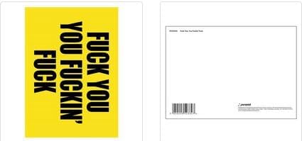 F**K YOU, YOU F***ING F**K POSTCARD PRINT A6 (1 CARD SUPPLIED)