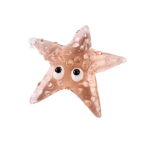 GLASS BOBBLY STARFISH ORNAMENT PINK WITH EYES