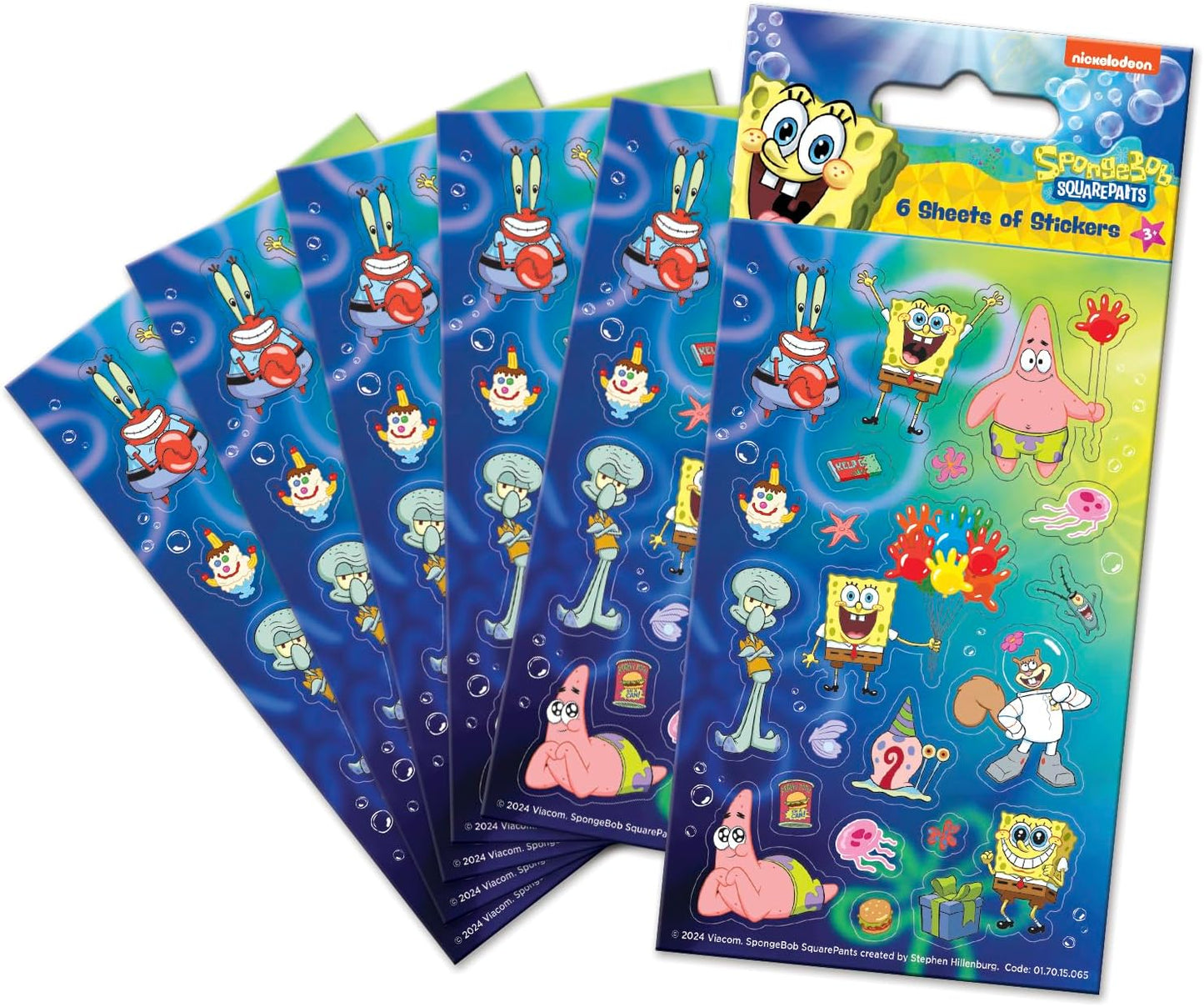 Spongebob Squarepants Blue Party Bag Stickers (Six Sheets)