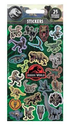 JURASSIC WORLD 25PC REUSEABLE PAPER STICKERS