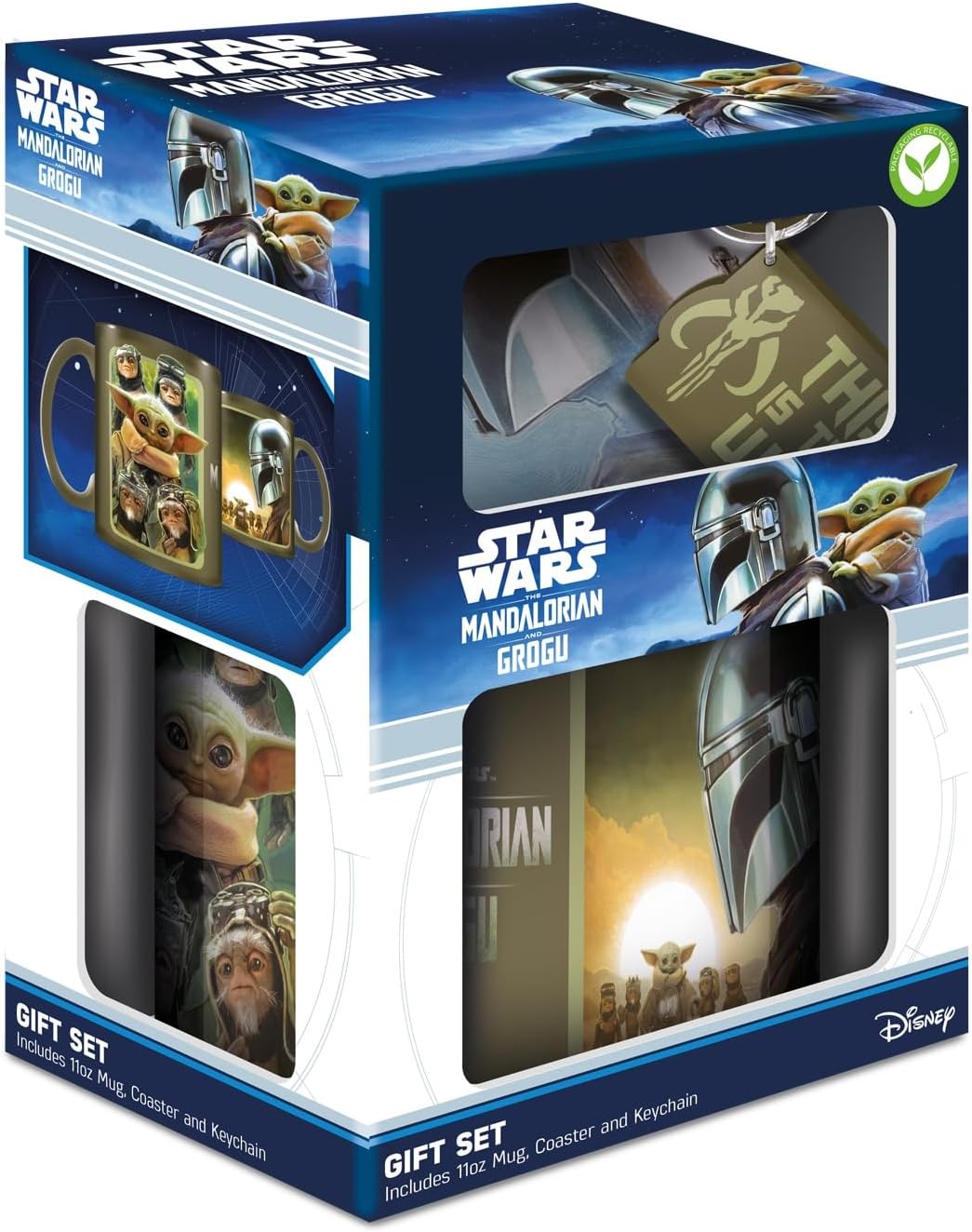 Mandalorian Grogu Gift Set Mug Coaster Keychain