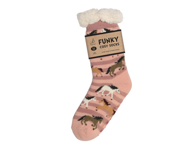 Ladies Sherpa Socks - Galloping Horses