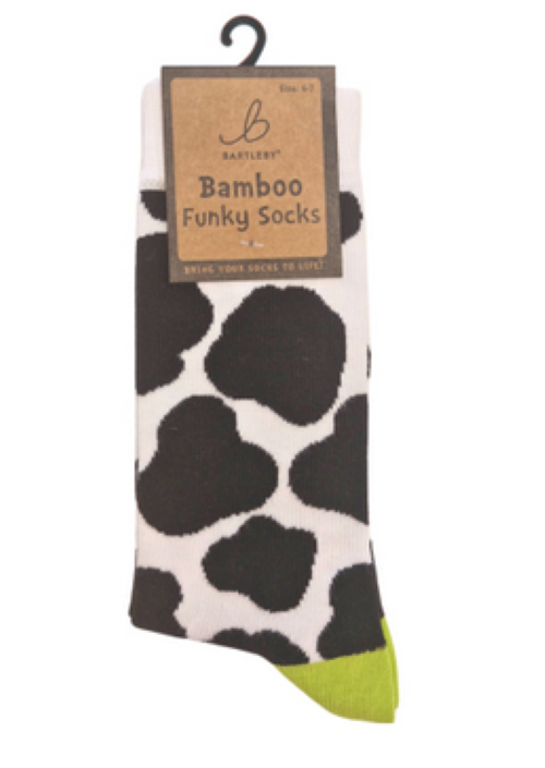 Ladies Funky Bamboo Socks - Cow Patch