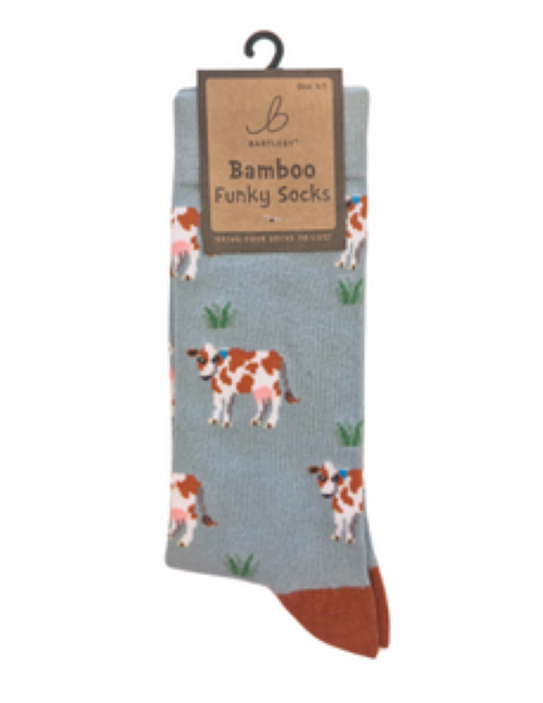 Ladies Funky Bamboo Socks - Brown Cow