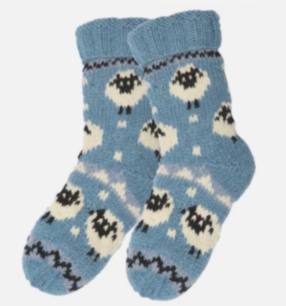 Long Wool Knit Socks - Sheep