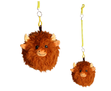 Small Plush Highland Cow Ball On Cord