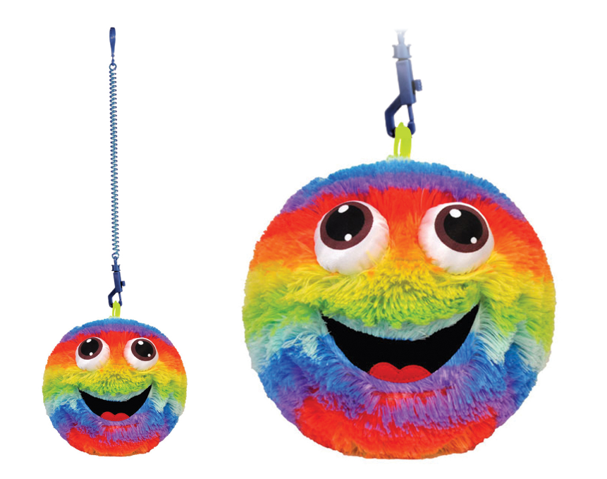 Plush Rainbow Face Ball, With Loop