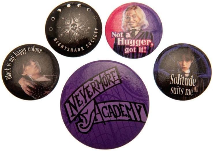 Wednesday Set of 5 Badges (Nevermore Design)
