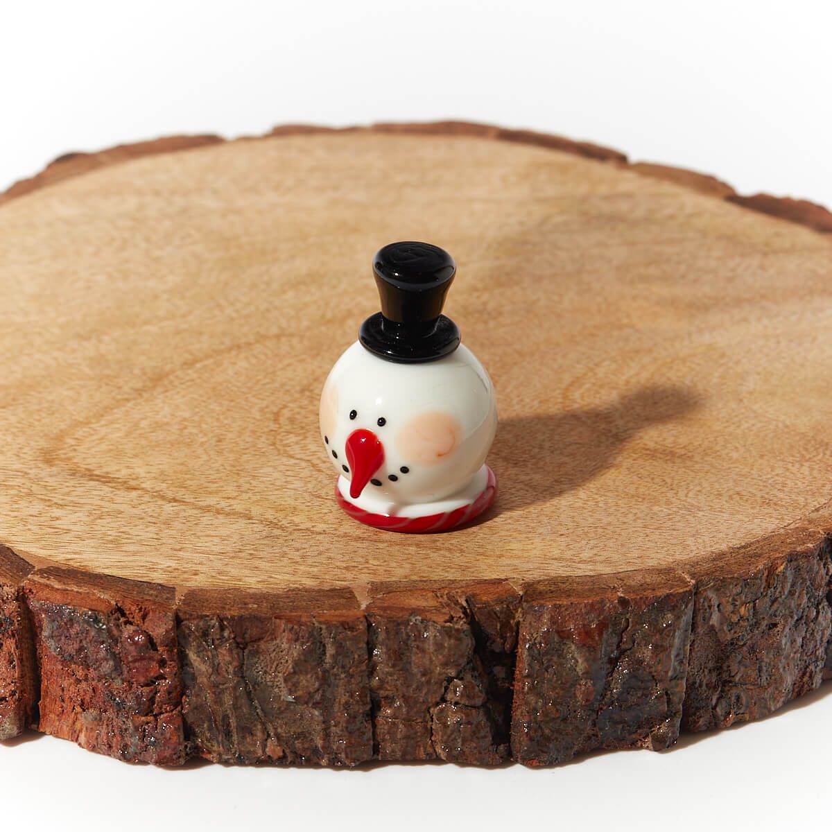 XMAS GLASS SNOWMAN ORNAMENT WITH TOP HAT