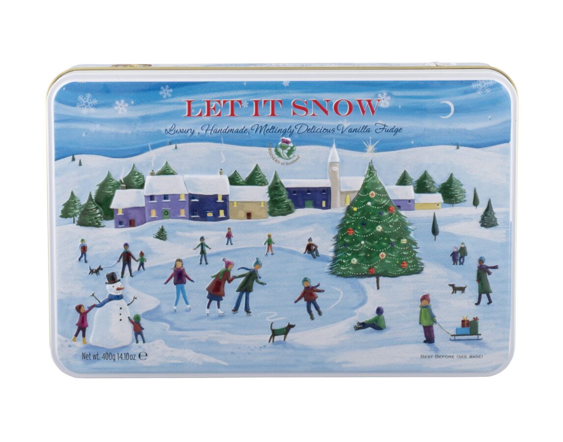 Christmas Skating Scene Tin Vanilla Fudge & Butter Toffees