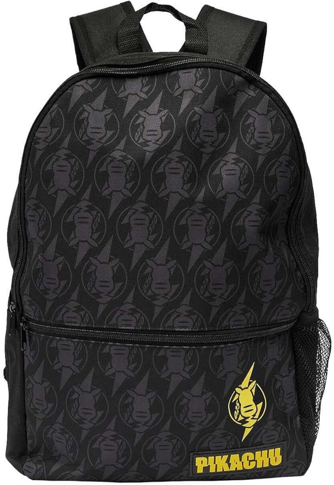 Pokemon Pikachu 25 Character Black Sport Backpack School Gym Bag - Size 45cm (H) x 31cm (W) x 11cm (D)