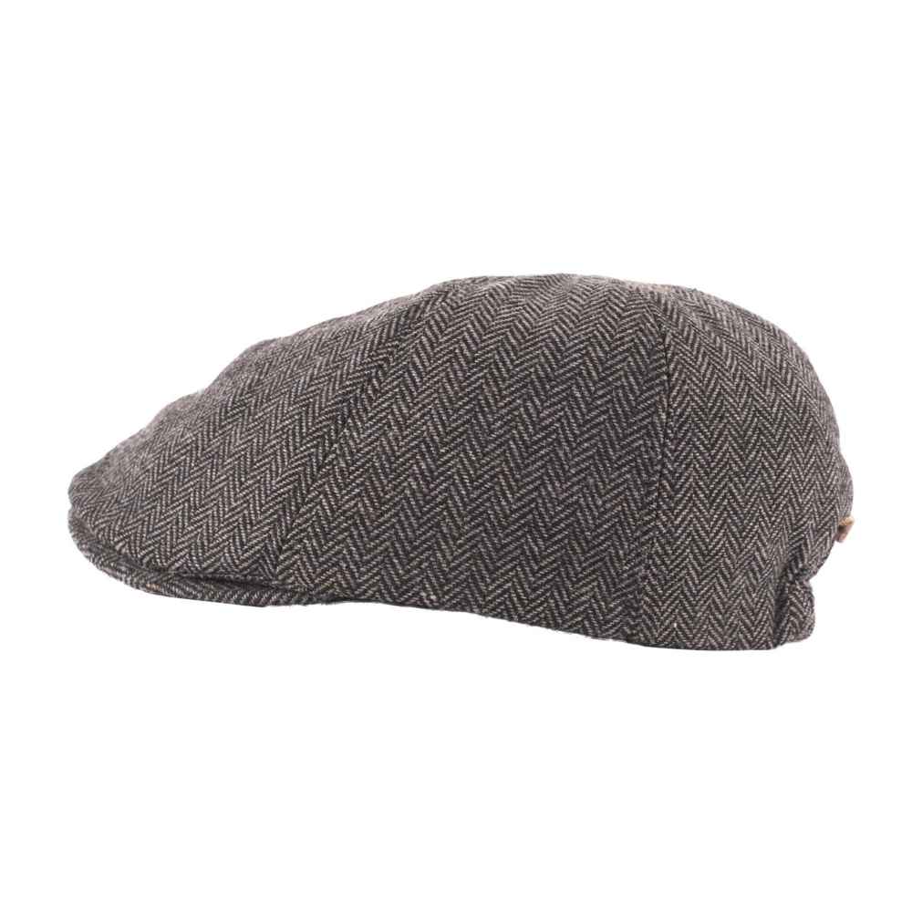 Grey Herringbone Tweed Cap