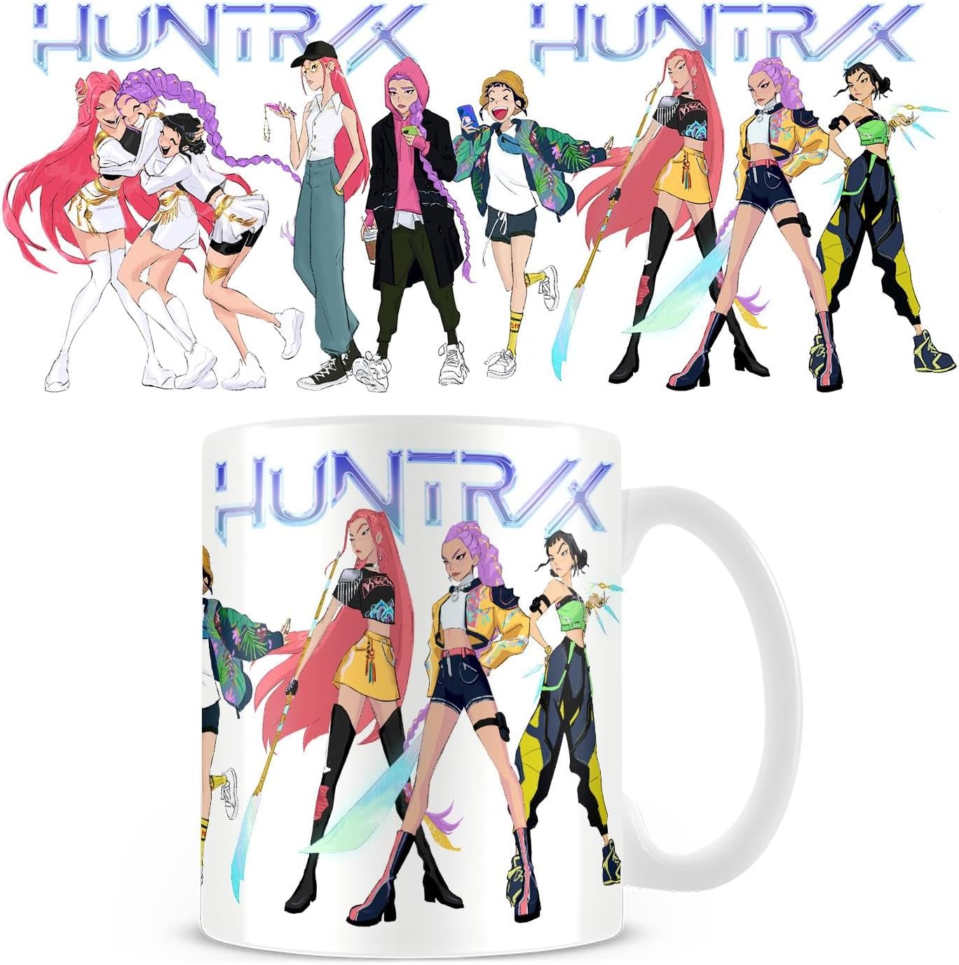 Pyramid International Kpop Demon Hunters Huntrix Girls Mug - Ceramic 11oz Coffee Cup - Cute Anime Gift for Kids & Fans - Dishwasher & Microwave Safe..