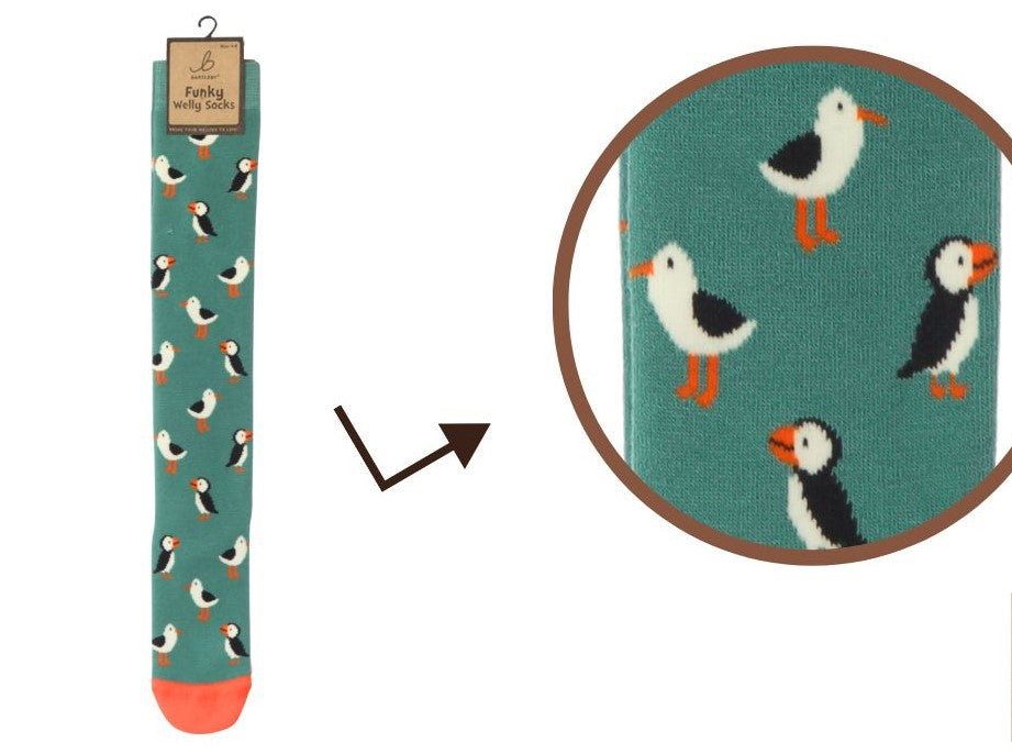 Funky Welly Socks - Seagull/Puffin