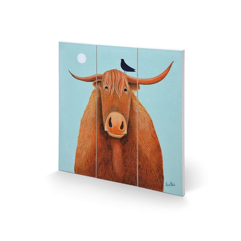 Ailsa Black Broon Coo Wooden Print MDF, Multi-Colour, 30 x 30 x 1.2 cm