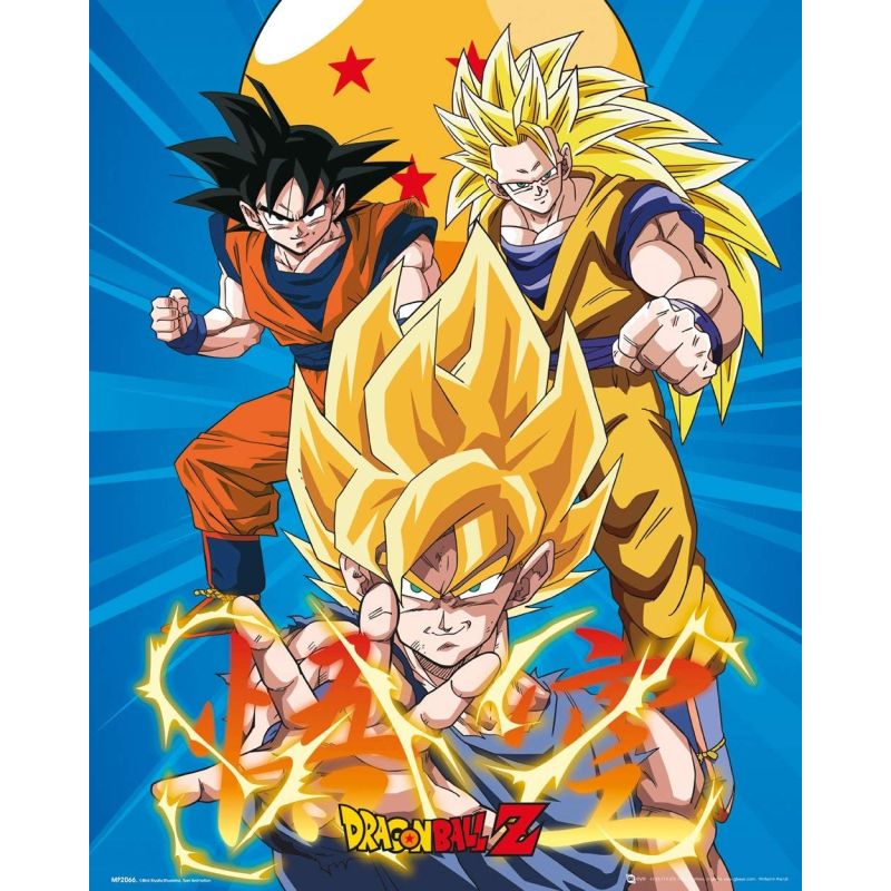 Dragon Ball Z, 3 Gokus, Mini Poster 40x40 cm