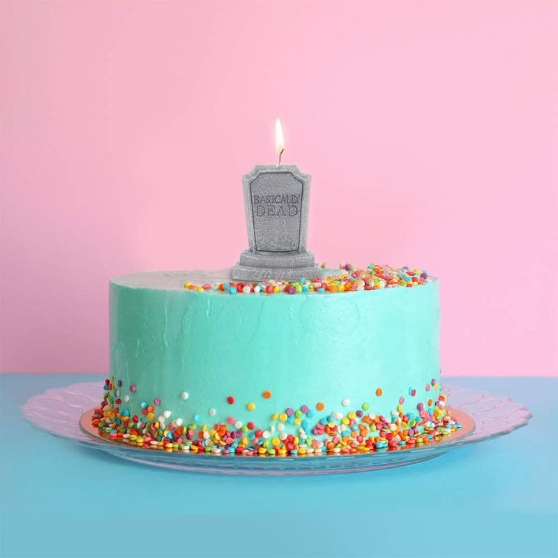 Basically Dead Tombstone Candle, Grey