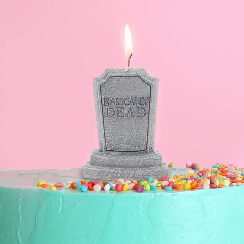 Basically Dead Tombstone Candle, Grey