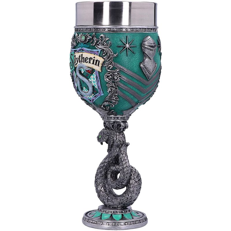 Harry Potter Slytherin Hogwarts House Collectable Goblet, Green Silver, 19.5cm
