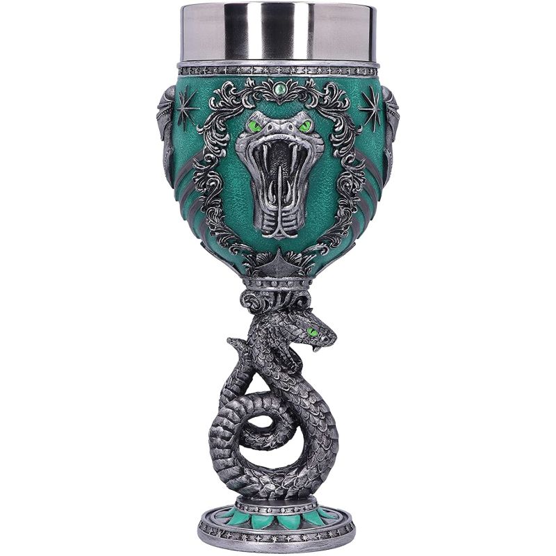 Harry Potter Slytherin Hogwarts House Collectable Goblet, Green Silver, 19.5cm