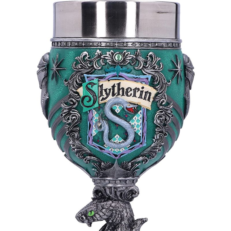 Harry Potter Slytherin Hogwarts House Collectable Goblet, Green Silver, 19.5cm