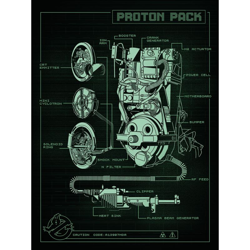 Ghostbusters Afterlife (Proton Pack Technical) Canvas Print 30 x 40cm