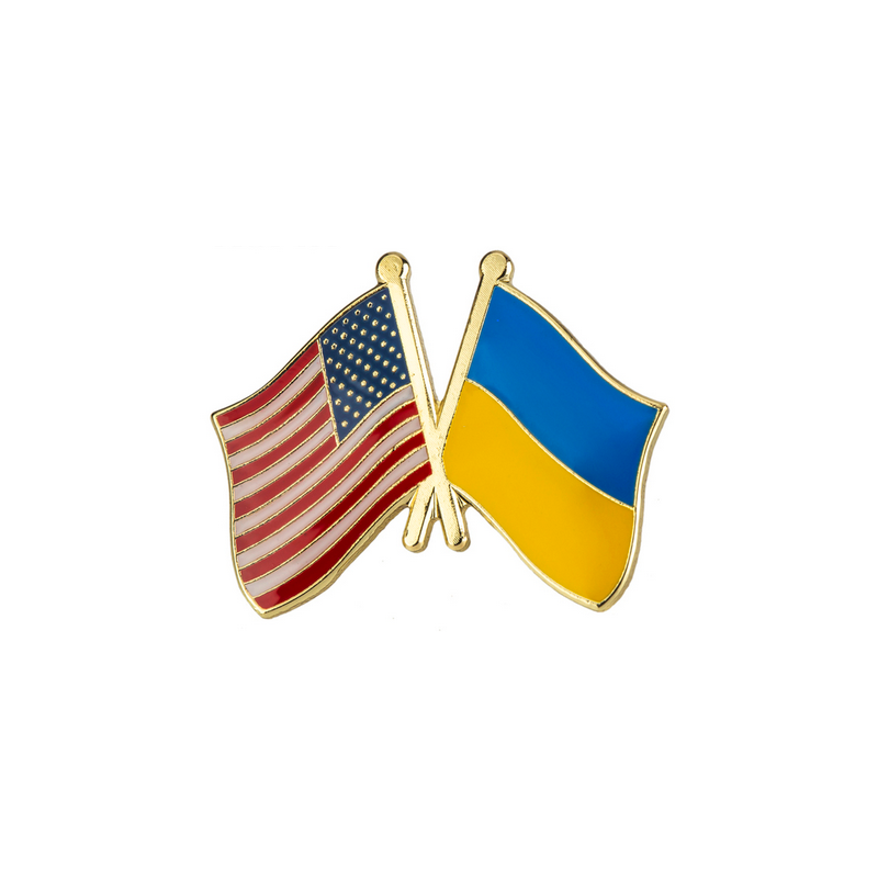 USA-Ukraine Flag Friendship Lapel Pin Badge