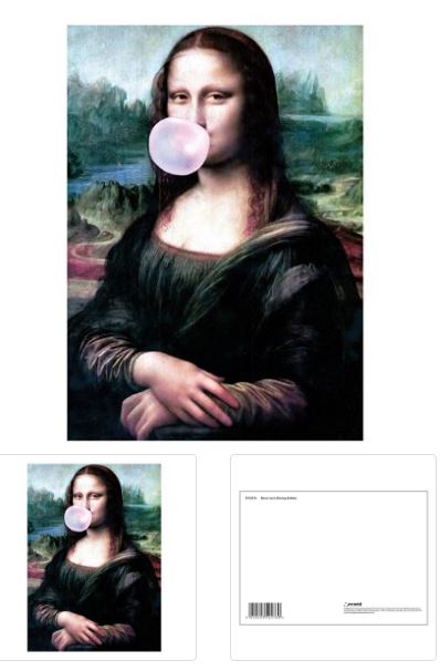 MONA LISA IS BLOWING BUBBLES POSTCARD PRINT A6 (1 CARD SUPPLIED)