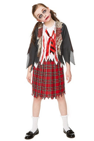 Zombie School Girl Fancy Dress Costume (Age 9-10)