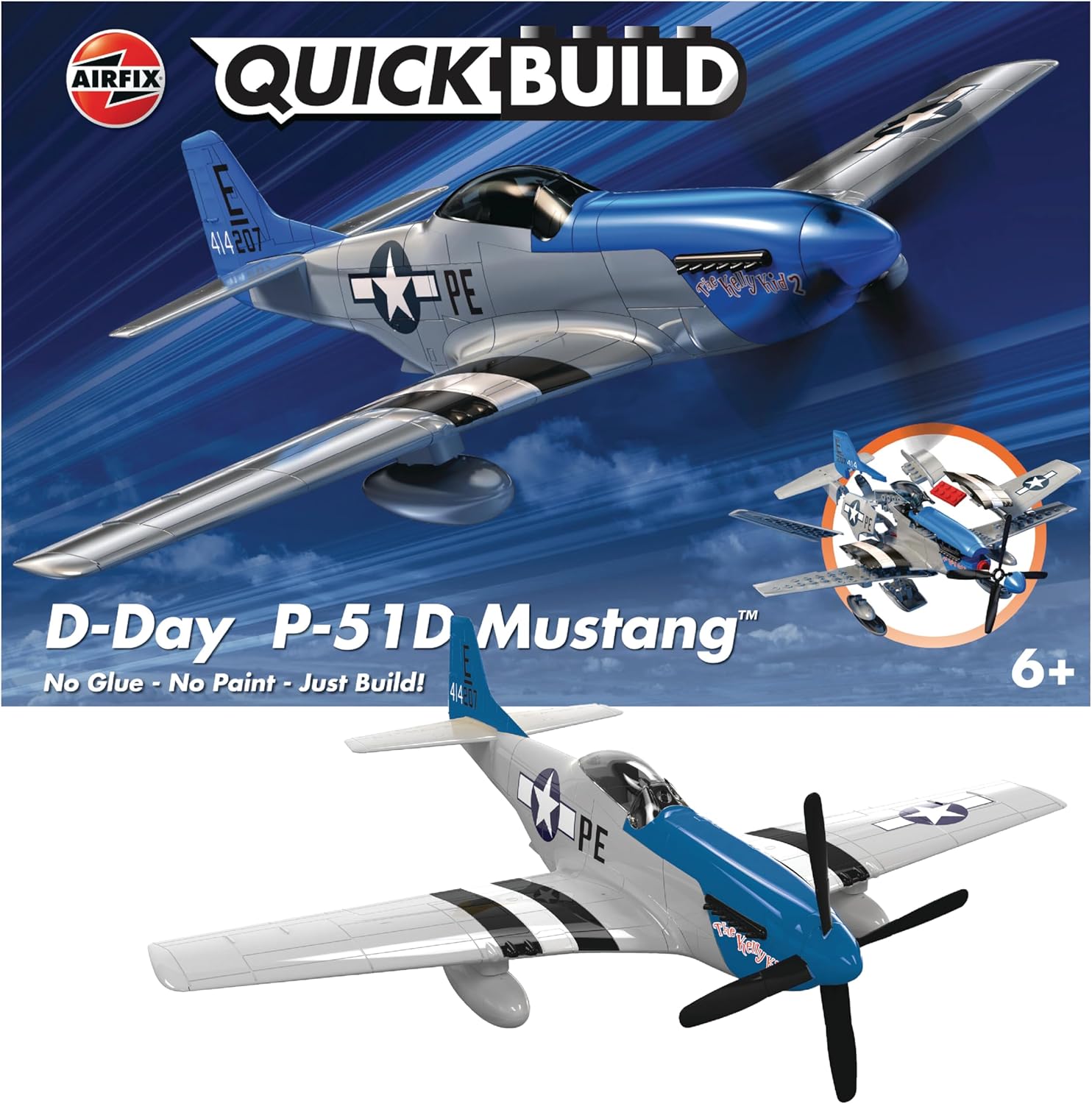 Airfix QUICKBUILD Model Aircraft Kits - D-Day P-51D Mustang