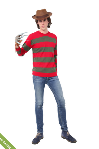 Wickedfun Men Red and Green Stripe Knitted Jumper (Size Large)