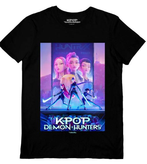 Kpop Demon Hunters Key Art Black T-Shirt (Small)