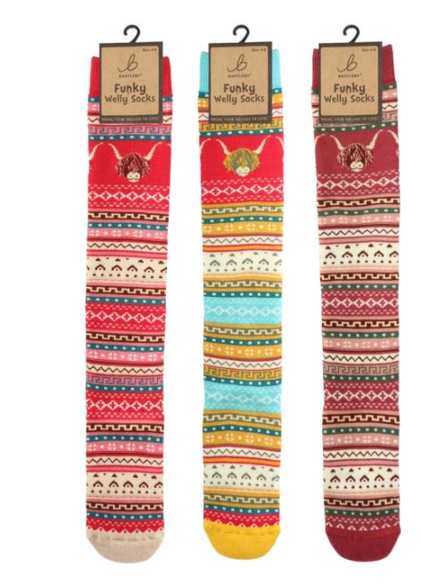 Funky Welly Socks - Nordic Highland Cow (1 SUPPLIED)