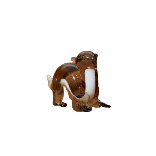 GLASS OTTER ORNAMENT WITH WHITE CHEST