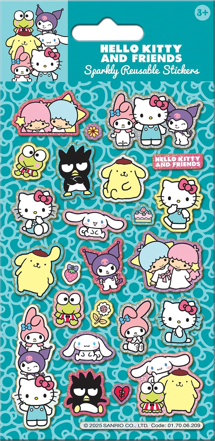 Hello Kitty and Friends Turquoise Sparkly Reusable Stickers