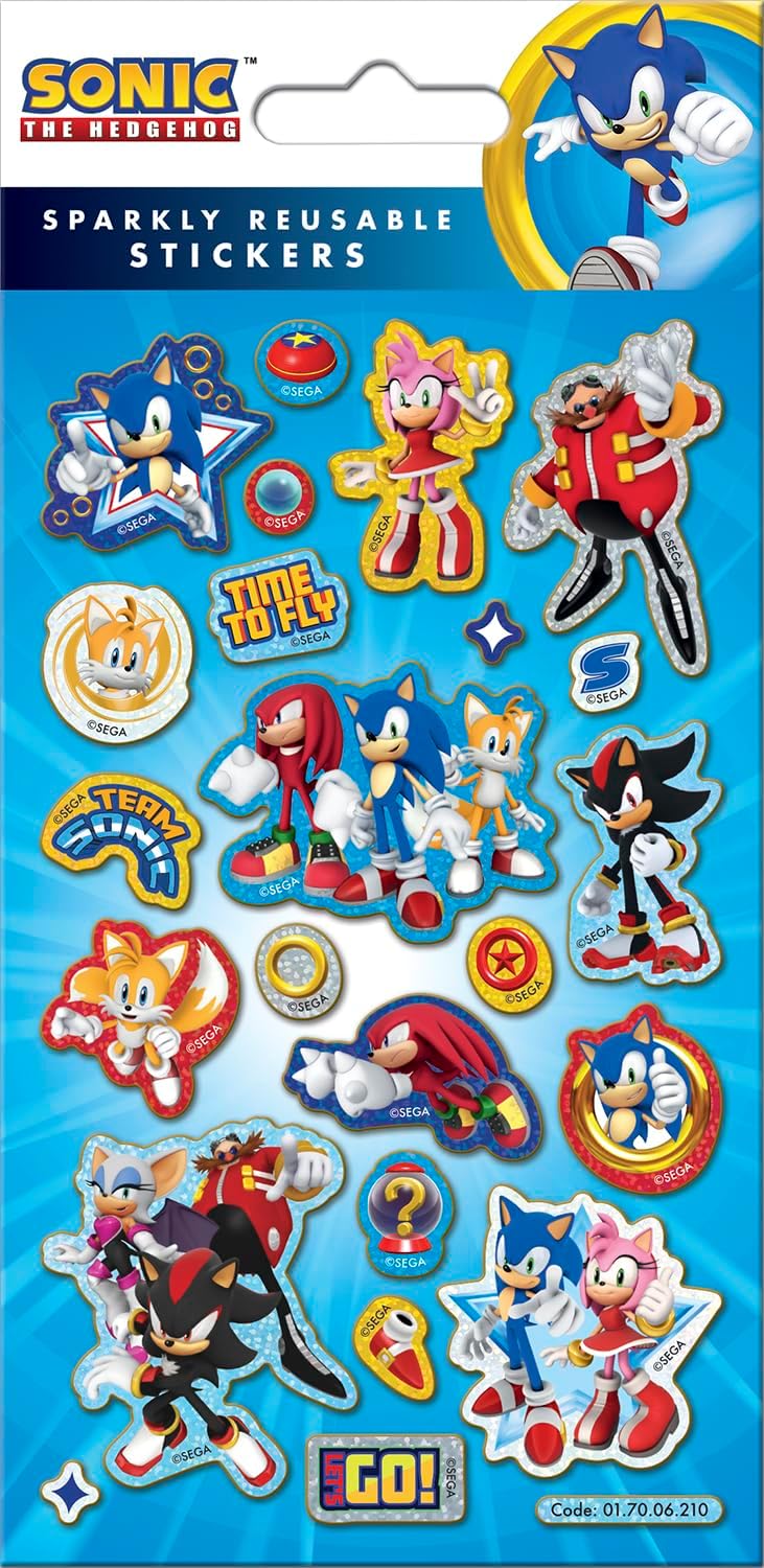 Sonic the Hedgehog Sparkly Reusable Foil Stickers
