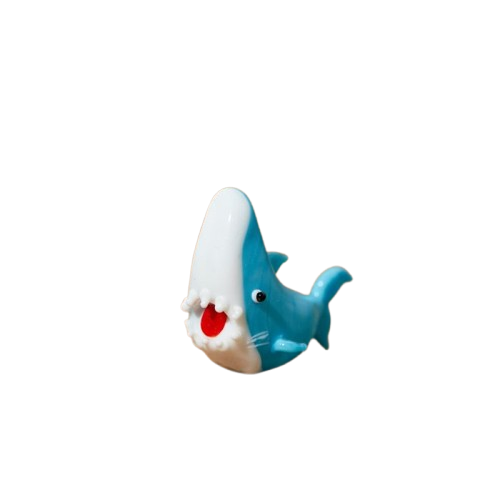 GLASS SHARK ORNAMENT BLUE & WHITE