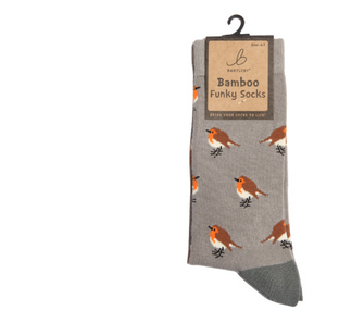 Ladies Funky Bamboo Socks - Garden Robin