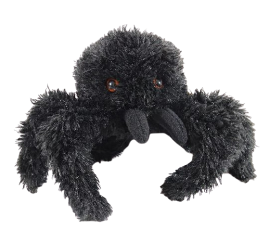 Faithful Friends Black Fluffy Plush Spider