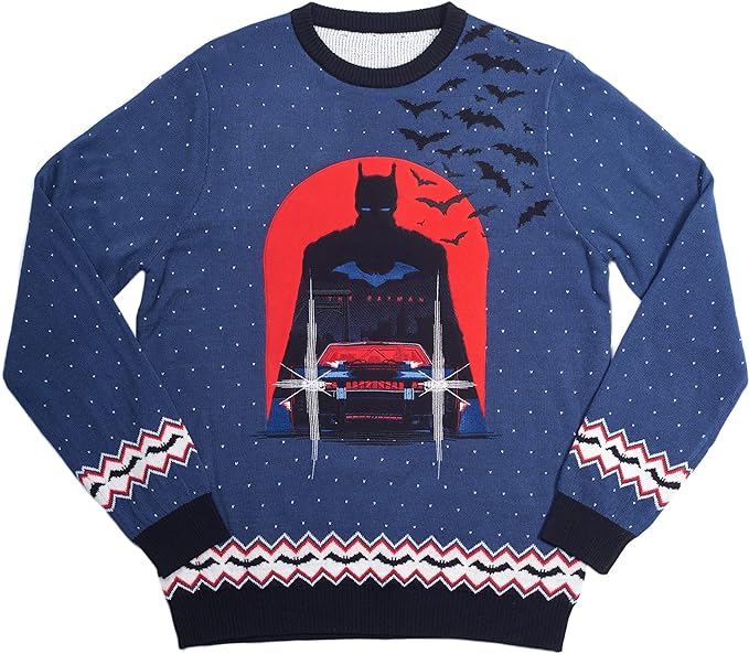 The Batman Unisex Knitted Jumper - Ugly Novelty Christmas Sweater Gift (SIZE S)