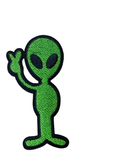 Embroidered Patch - Green Alien - Iron On/Sew On