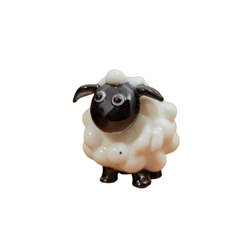 GLASS BOBBLY SHEEP ORNAMENT WHITE WITH BLACK FACE