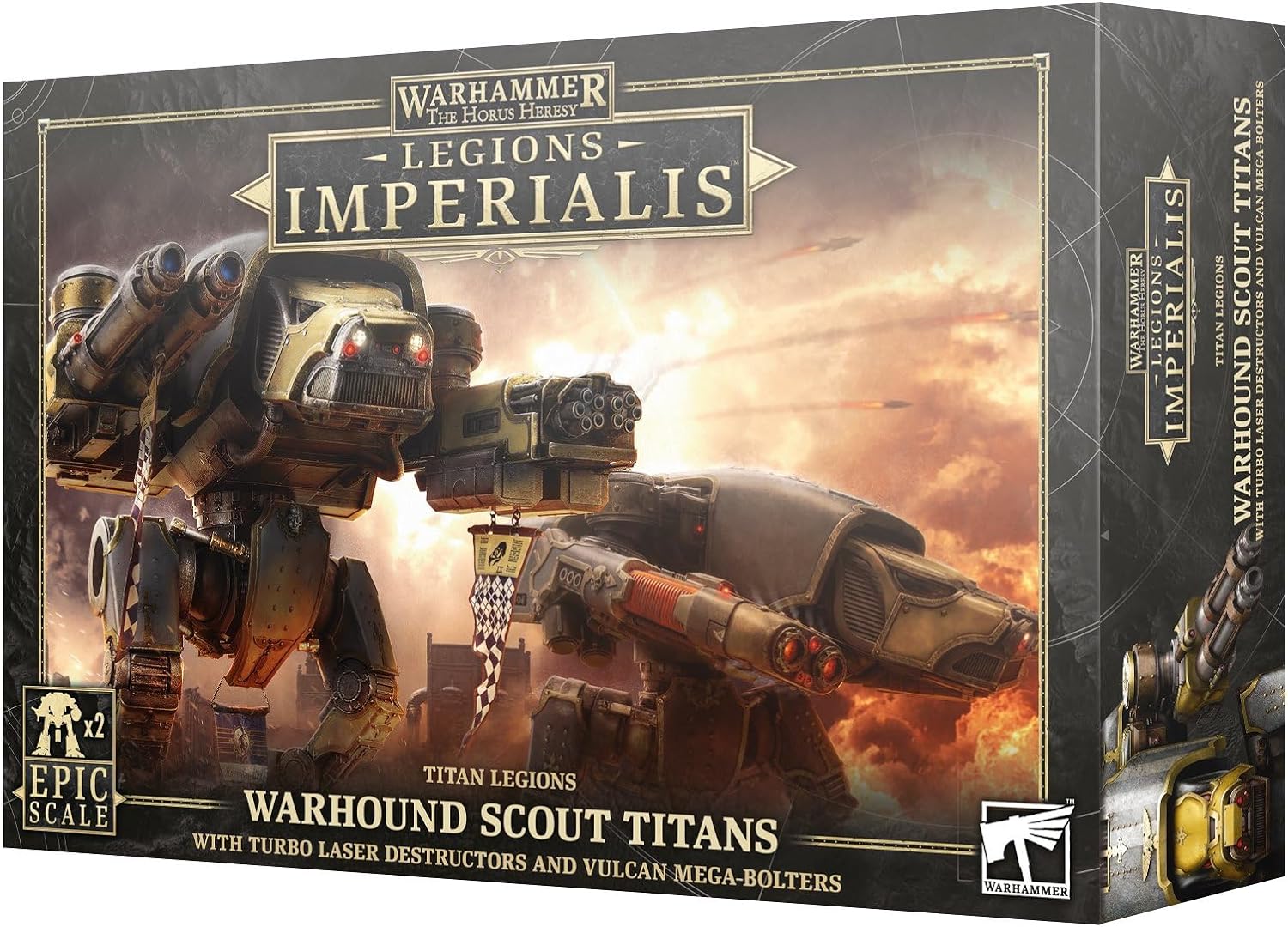 Games Workshop - Warhammer - Legions Imperialis - Warhound Scout Titans with Turbo Laser Destructors and Vulcan Mega-Bolters