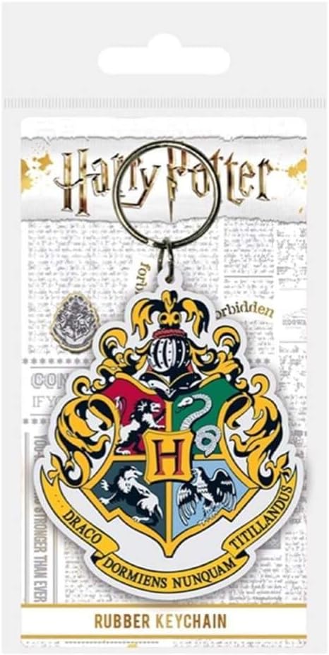 HARRY POTTER Hogwarts Crest Rubber Keyring - Official Merchandise