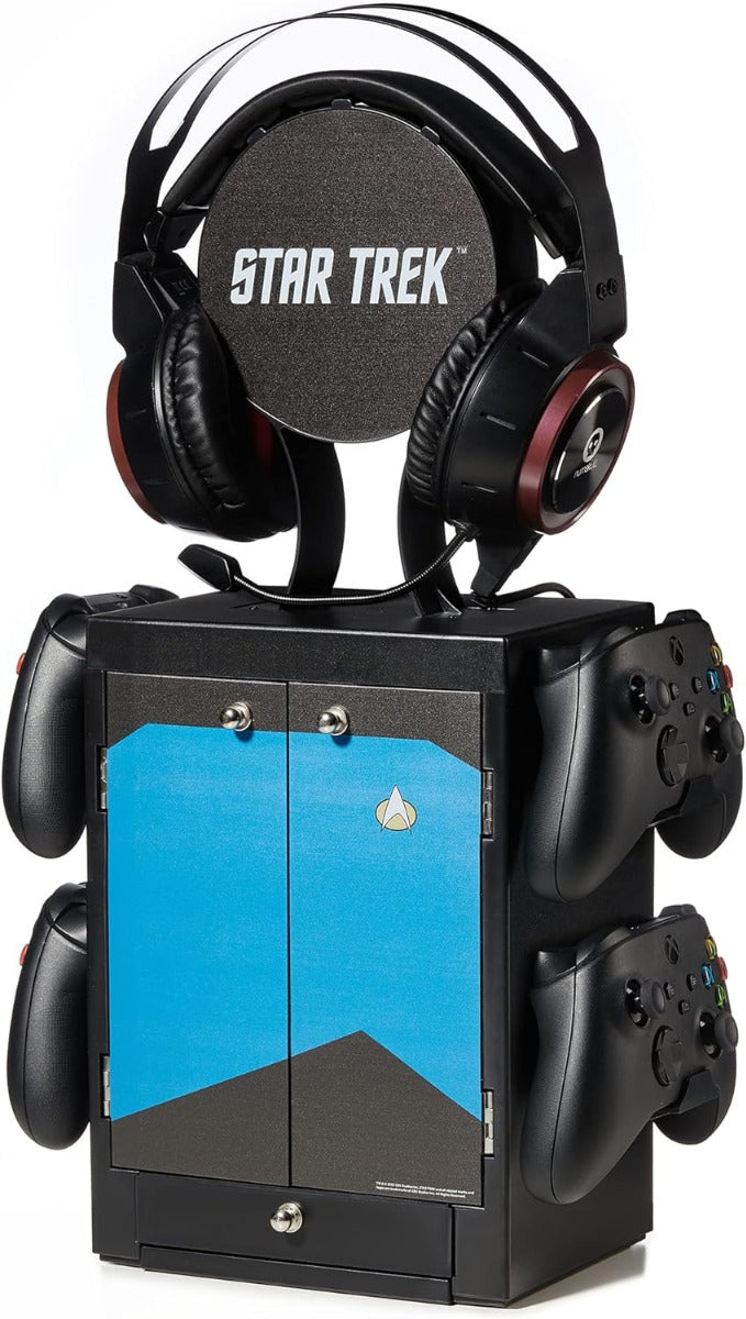 Numskull Blue Gaming Locker, Controller Holder, Headset Stand for PS5, Xbox Series X S, Nintendo Switch-Official Star Trek Merchandise
