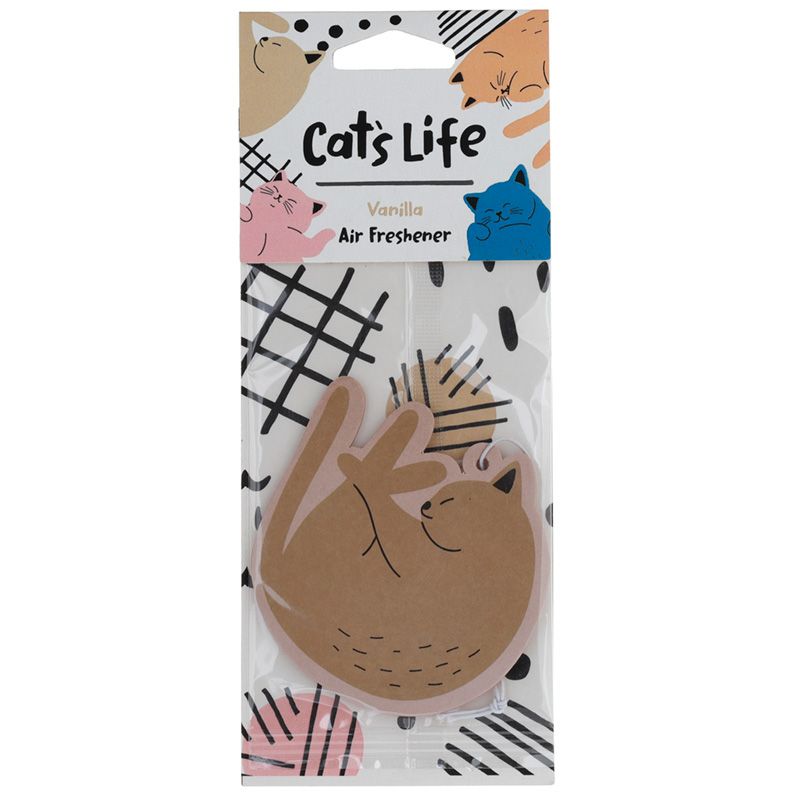 HANGING 2D CAR AIR FRESHENER - CAT'S LIFE - VANILLA