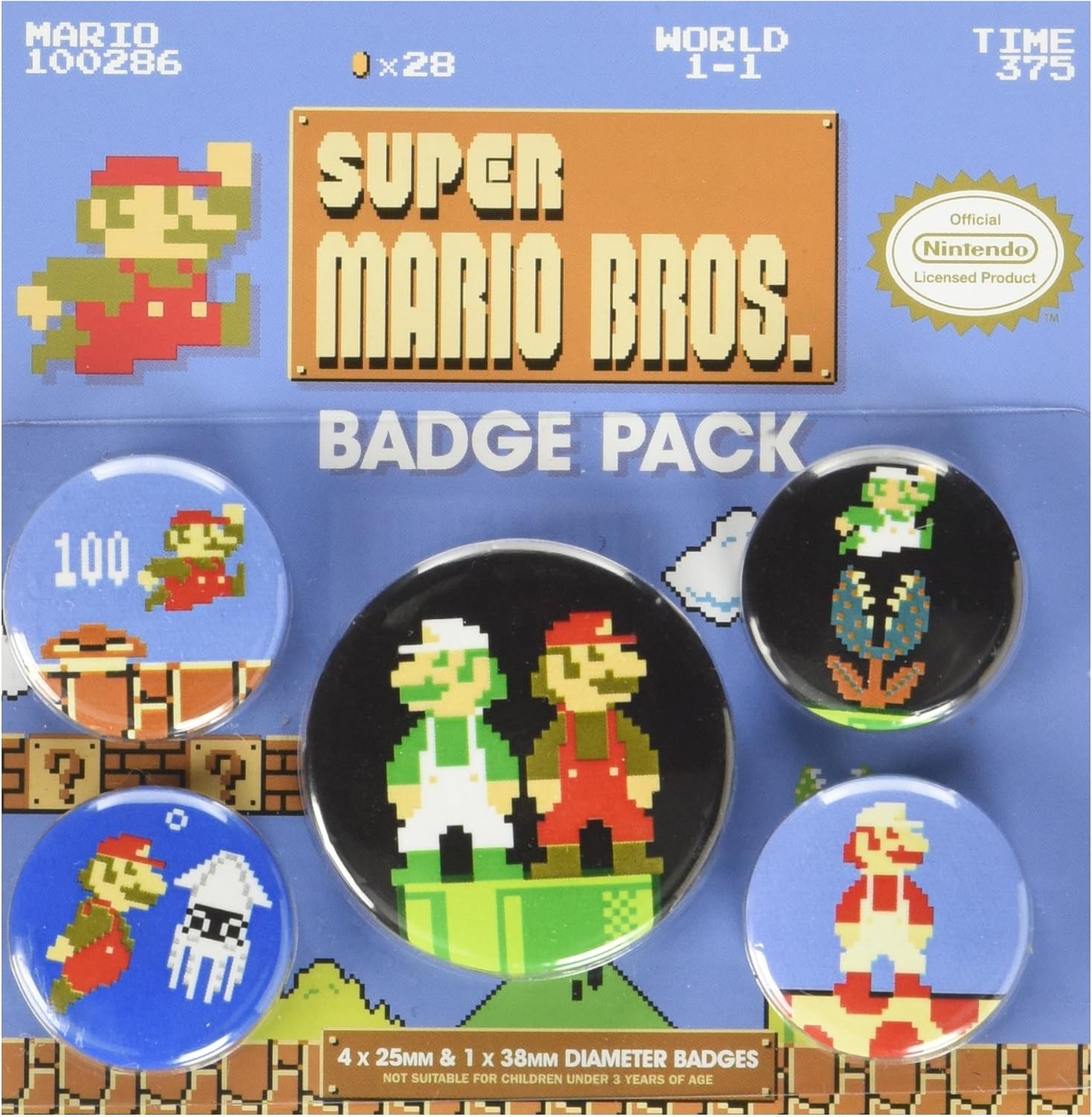 Super Mario Bros. Retro Badge Pack