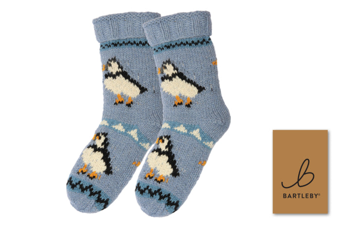 Long Wool Knit Socks - Puffins