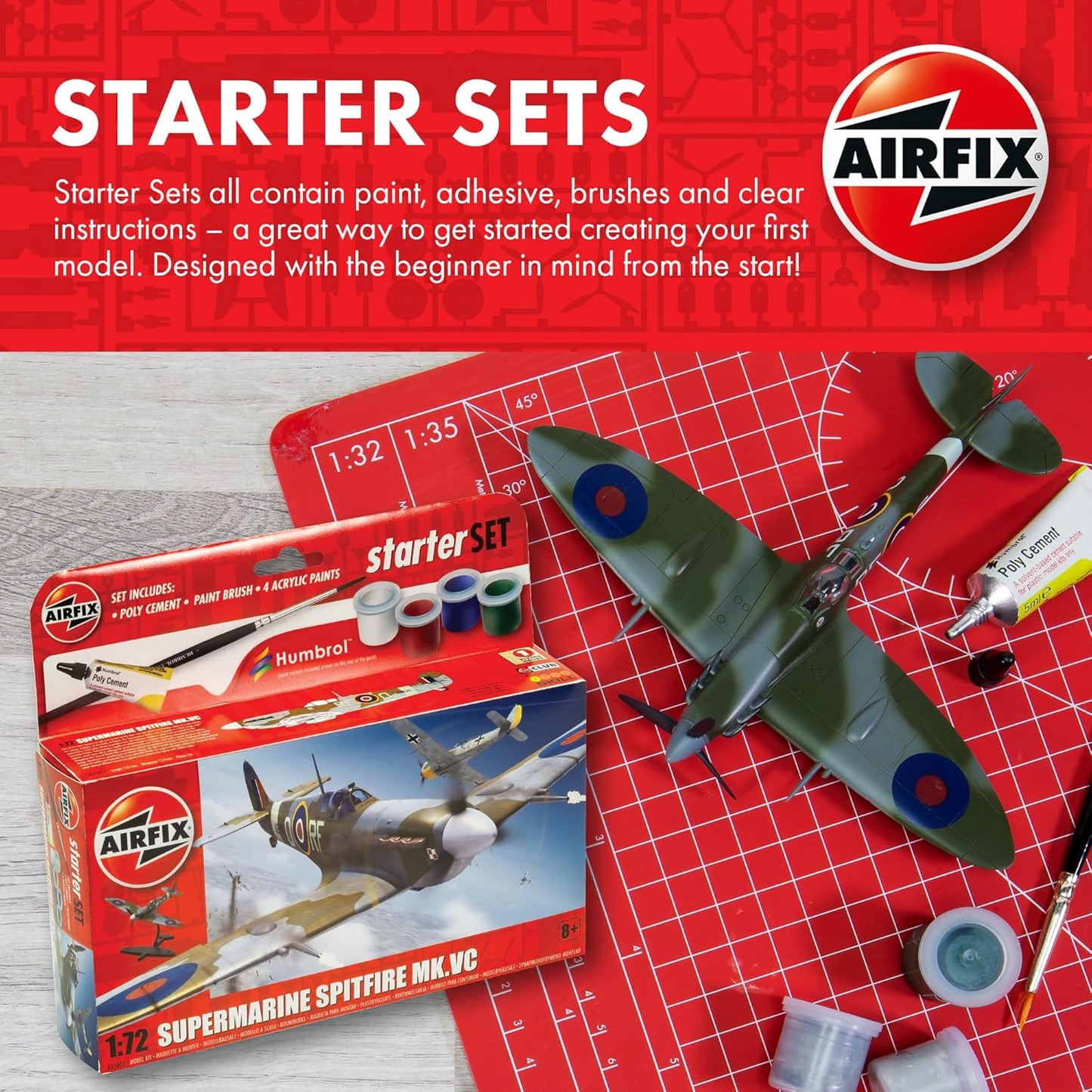 Airfix Starter Set - A55001 Supermarine Spitfire MkVc Model Building Kit